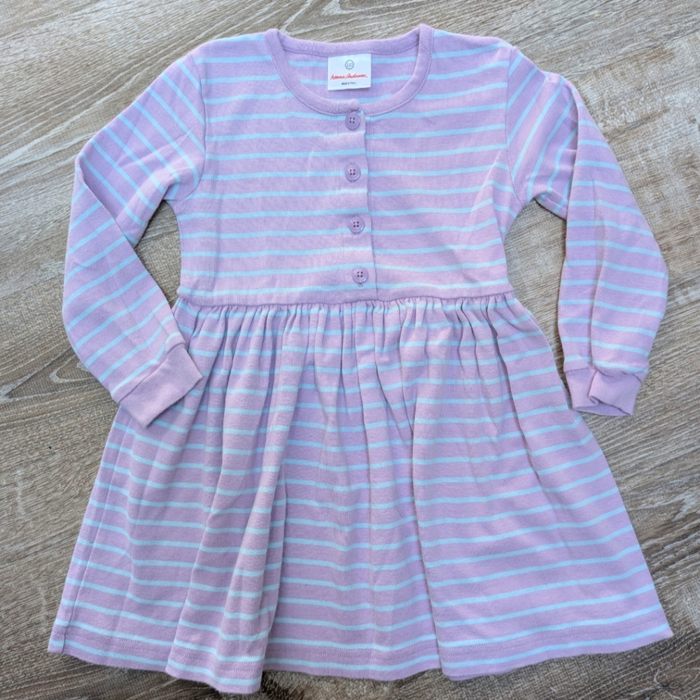 Hanna Andersson Purple Blue Long Sleeve Fit & Flare Dress Size 110 Cm, Girls 5